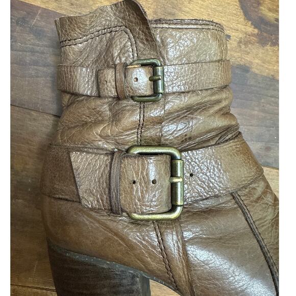 Naya Virtue Brown Leather Ankle Boots Women's Size 6 1/2 Buckle Zip Western Boho - Picture 10 of 14